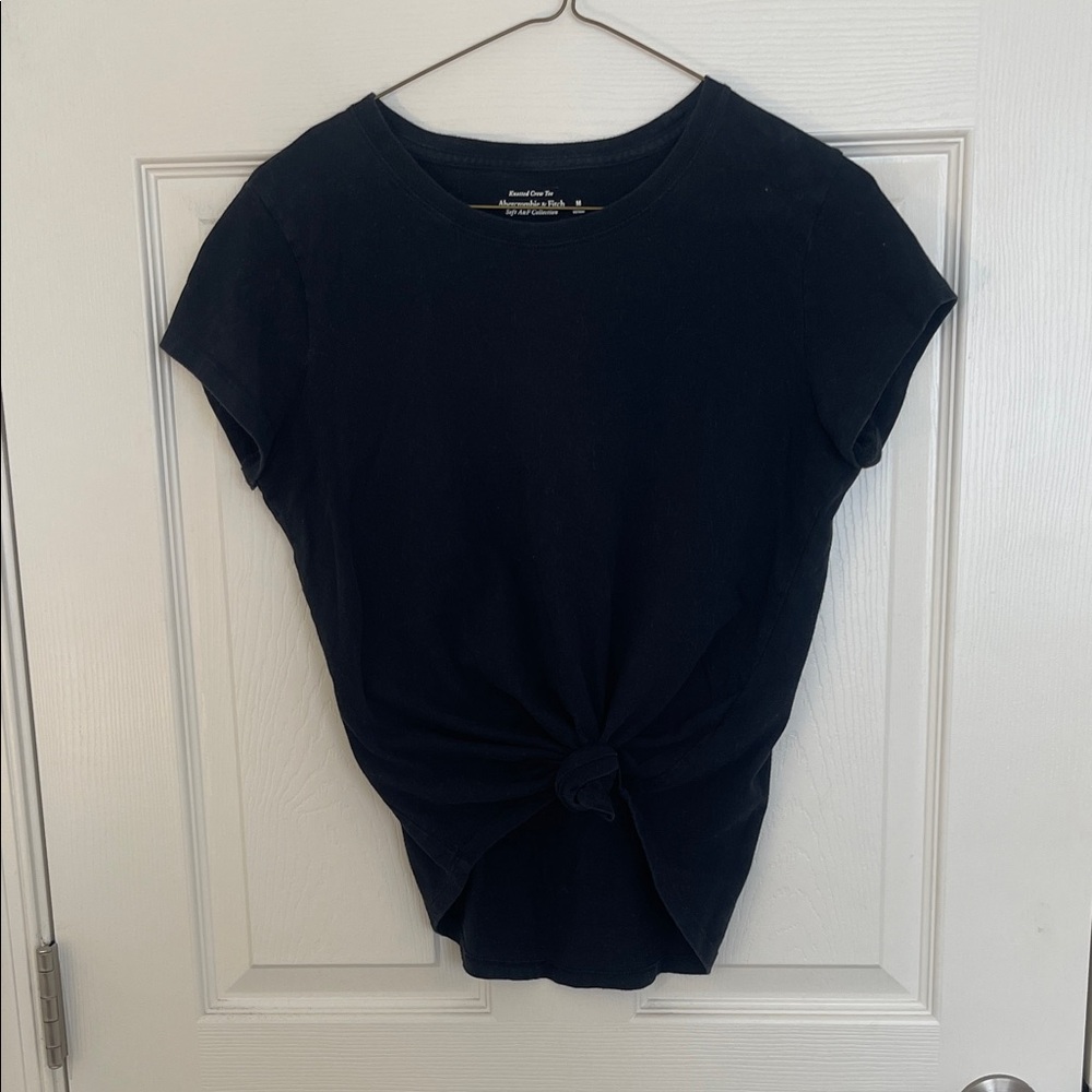 Abercrombie Soft AF Black Knotted Crew Tee